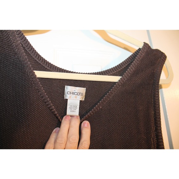 Chico's Brown Sleeveless Pullover Tunic Sweater sz 3 (XL) - Picture 3 of 3